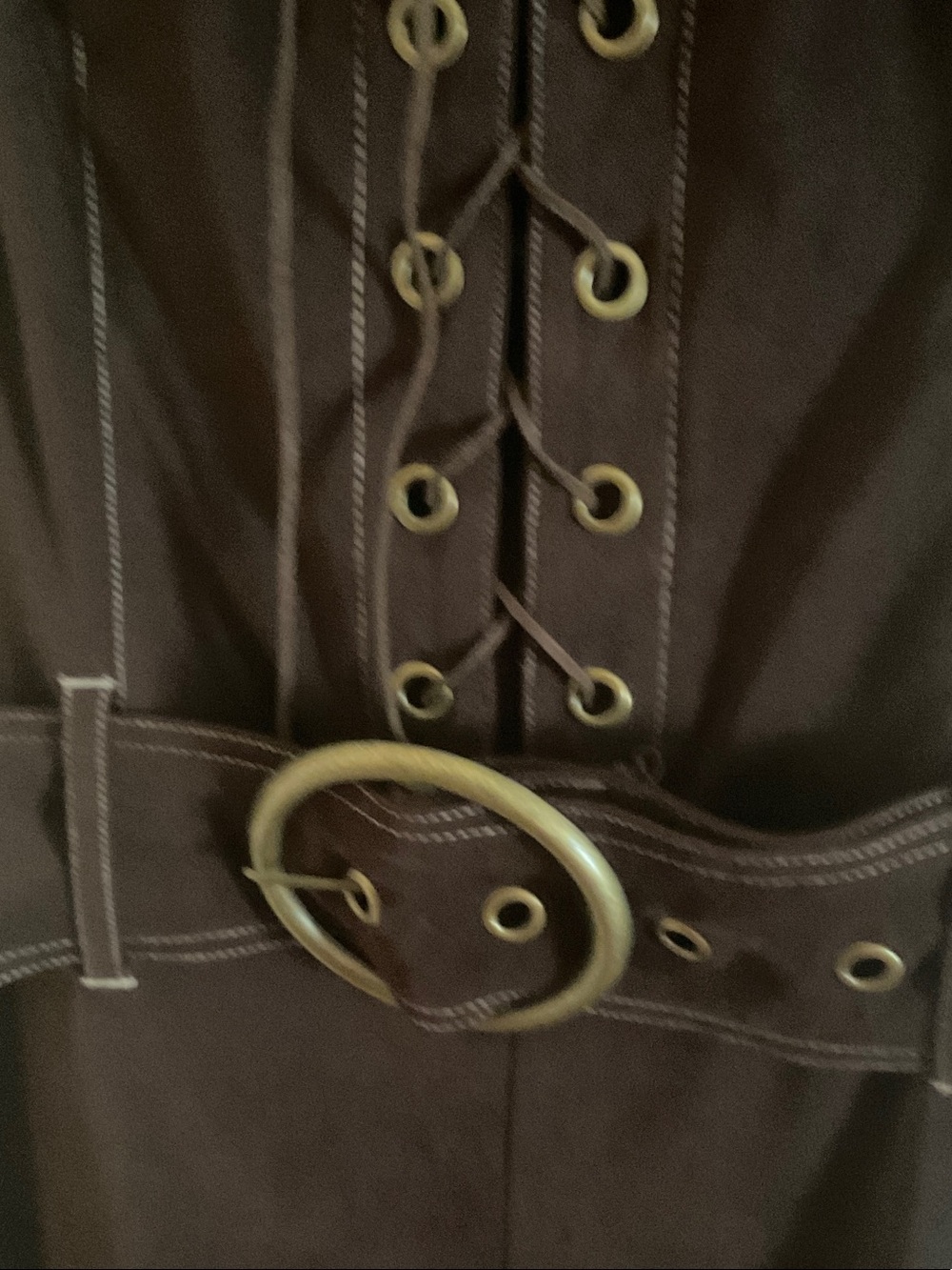 Hot Kiss Brown Lace-Up Jumpsuit with Belt - Picture 3 of 8